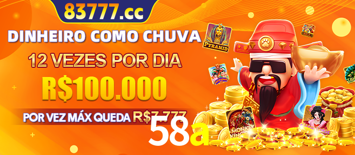 Banner do programa de recompensas Recomende para amigos do 58a, detalhando os bônus por convidar amigos, com prêmios que chegam a R$288.888.